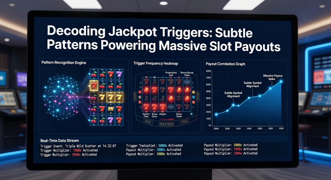 Close-up of a digital slot interface showing progressive jackpot meters ticking upward, overlaid with graphs of payout distribution curves