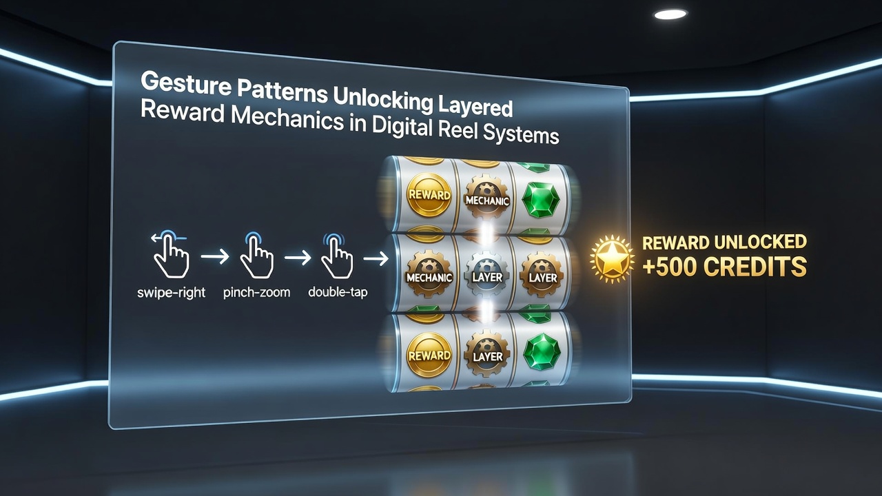 Diagram illustrating layered reward structures triggered by sequential gesture inputs on digital reels