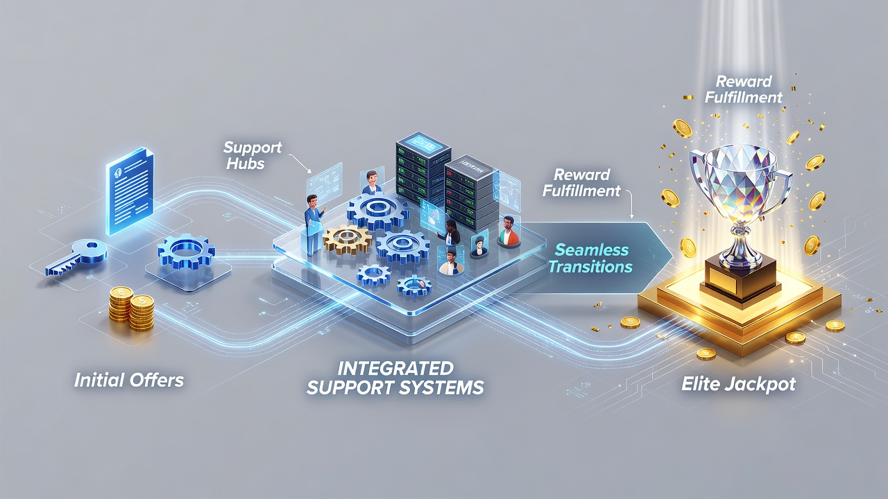 Mobile casino interface showing support integration for jackpot transitions