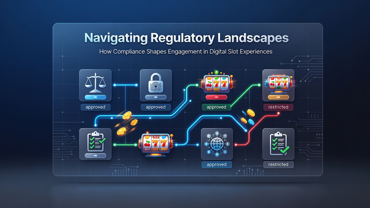 Compliance dashboard showing regulatory metrics and player engagement analytics for digital slots