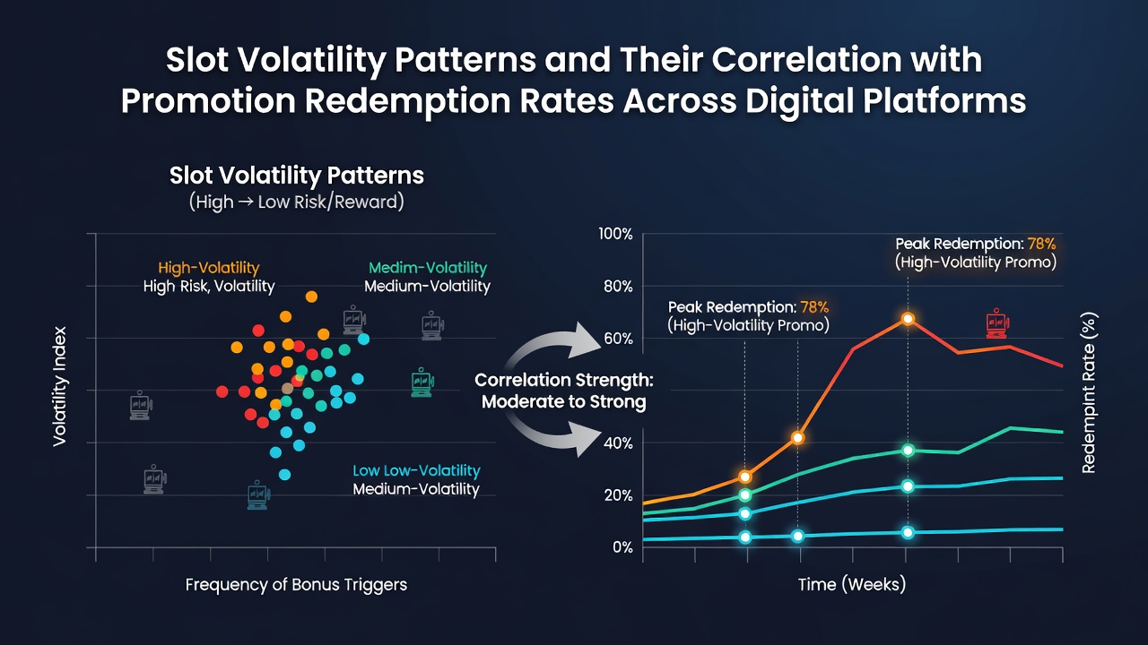 Dashboard screenshot displaying redemption analytics segmented by slot volatility on various digital casino platforms