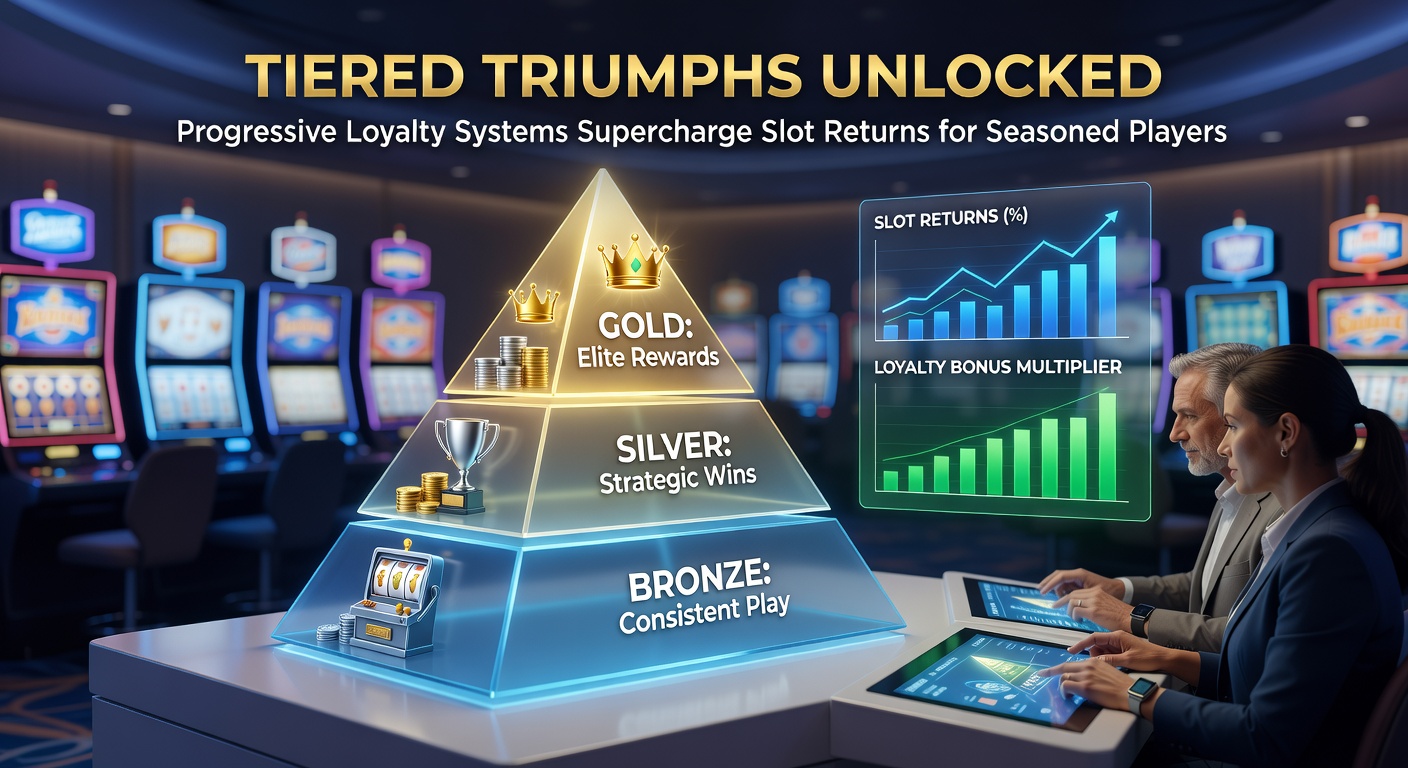 Screenshot of a mobile slot app displaying VIP dashboard with tier progress bar, reward notifications, and boosted return metrics for elite players