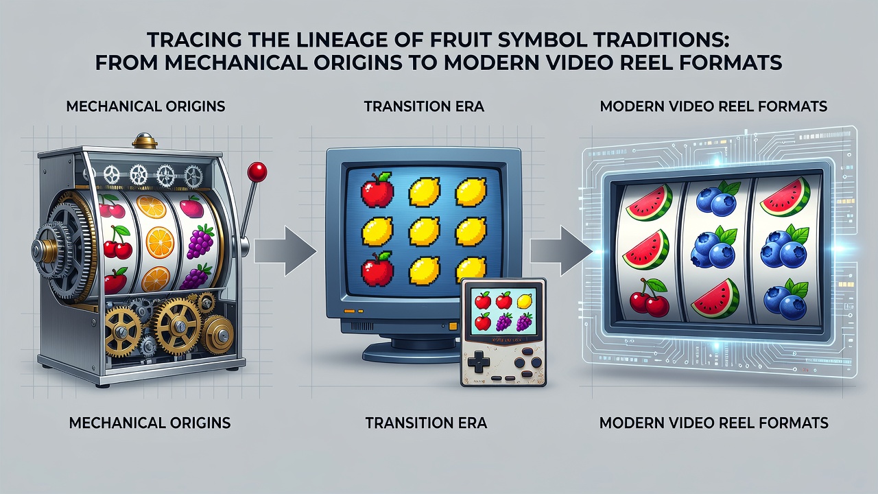 Modern video slot interface displaying digital fruit symbols on animated reels