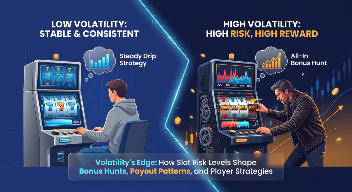 Graph charting payout distributions across low, medium, and high volatility slots, showing win frequency versus size peaks in a vivid comparison